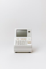 A cash register display showing a discounted price, with a clean and modern design that includes copy space for additional content.