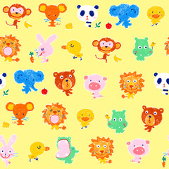 Obraz premium Hand-drawn impressive animals in a textile pattern,