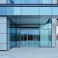 Sleek modern office building with glass exterior.
