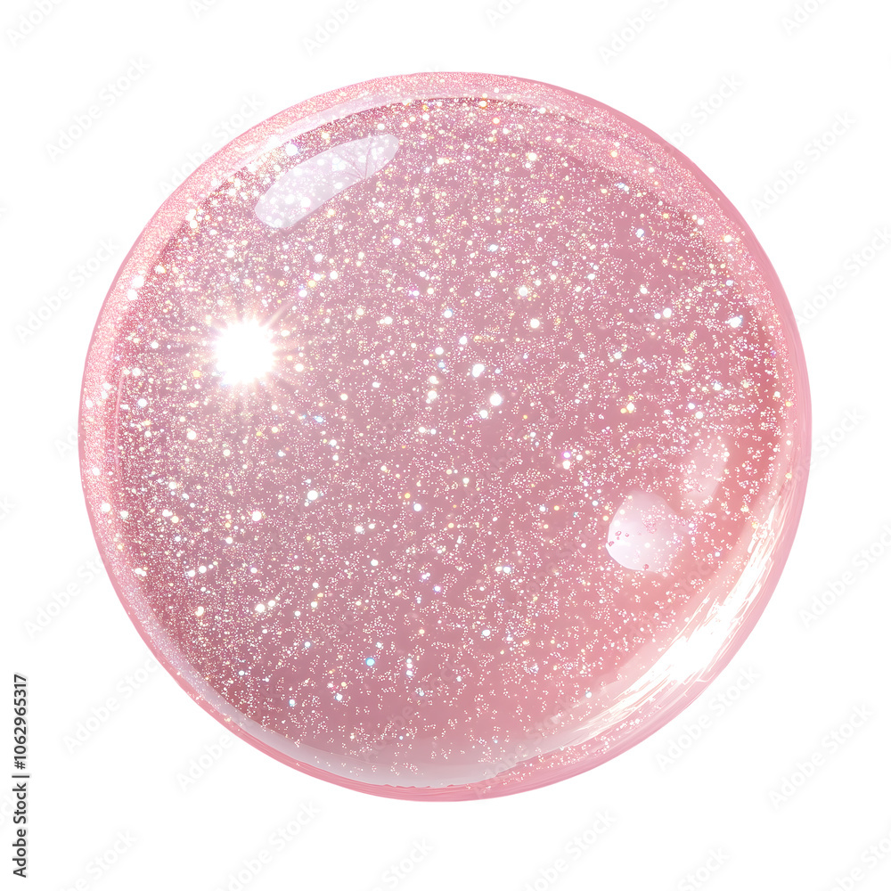 Poster soft pink nail polish with glitter isolated on transparent background Generative Ai.
