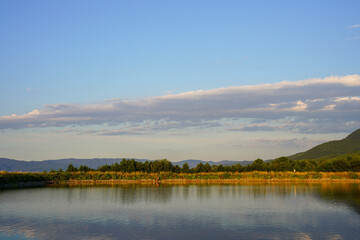 Belizmata Dam with a backdrop of the Pirin Mountains, Bansko, Bulgaria