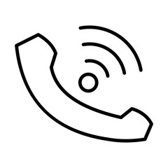 Minimalist phone icon in outline style, depicting a call symbol with clean, simple lines. Ideal for communication, customer support, or contact concepts across digital interfaces.