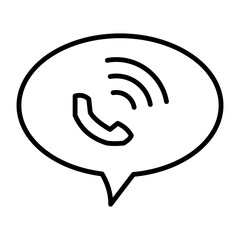 Minimalist phone icon in outline style, depicting a call symbol with clean, simple lines. Ideal for communication, customer support, or contact concepts across digital interfaces.