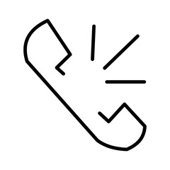 Minimalist phone icon in outline style, depicting a call symbol with clean, simple lines. Ideal for communication, customer support, or contact concepts across digital interfaces.