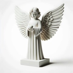 Monument decor design. Figurine of an angel with a heart in her hands. 3d rendering. 