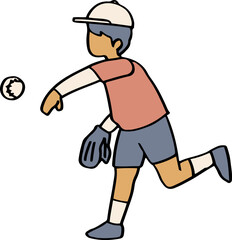 cartoon children playing baseball illustration.