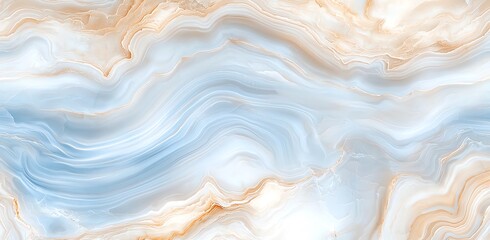 Abstract marble texture with blue and beige swirls creates a soothing, organic pattern ideal for backgrounds or artistic projects.