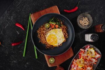 noodle with spices on a table