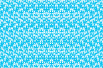 blue fishscales seamless pattern with lines,Retro Modern 60s 70s  © John