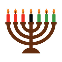 Kwanzaa Kinara with Lit Candles Illustration