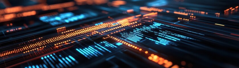 Obraz premium Big data analysis with streams of digital data points, futuristic visual effect, 3D illustration