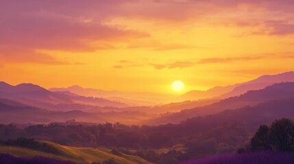 An enchanting sunset scene featuring a silhouette