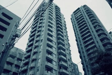 Fototapeta premium Modern urban architecture of city skyline featuring minimalist high-rise buildings for contemporary design inspiration