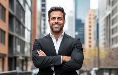 Confident businessman in urban setting success and professionalism on display