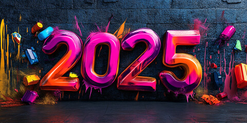 Celebrate the vibrant new year 2025 with colorful art