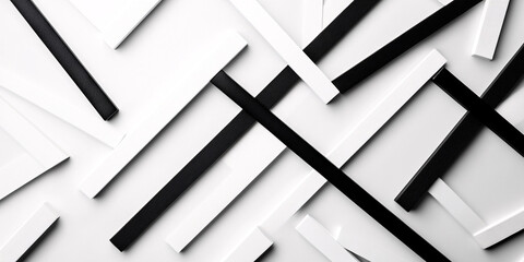 Arrange minimalist white and black strips artistically