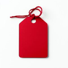 Blank Red Price Tag on White Background