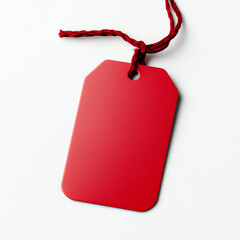 Blank Red Price Tag on White Background