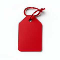 Blank Red Price Tag on White Background