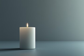 Simple lit candle on teal gradient background
