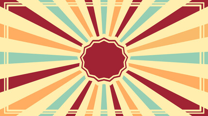 vintage sunburst background with heavy retro colors