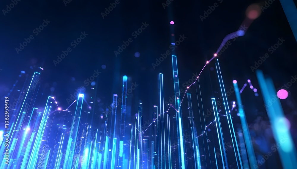 Aufkleber abstract digital visualization with glowing lines and vibrant colors representing data flow and tech