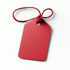 Blank Red Price Tag on White Background