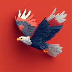 Obraz premium American Eagle Papercraft Patriotic Artwork Symbolizing Strength and National Pride