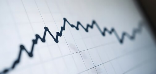 Close-up of a line graph illustrating fluctuating data trends, perfect for financial and analytical presentations.