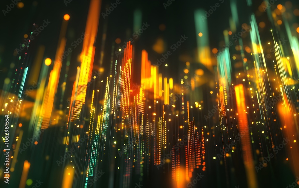 Poster dynamic abstract background with glowing lines and particles, ideal for technology, data visualizati