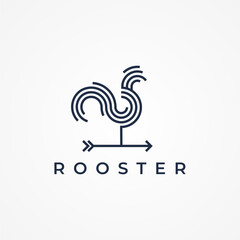Rooster Arrow Logo Design, elegant rooster arrow logo with line style, flat design logo template element, vector illustration © Jerry