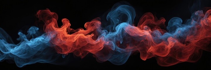 Fototapeta premium Abstract smoke fire in Red and blue light isolated on a black background