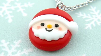 Fototapeta premium Cheerful Santa Pendant on a Wintery Background