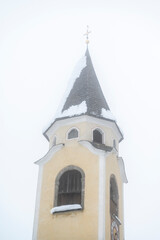 Winter atmosphere. Inside a thick snowfall. Sappada, Dolomites.