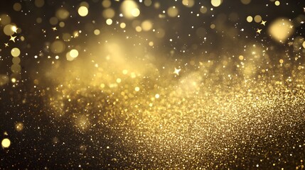 Abstract Background of Golden Glitter and Bokeh Lights