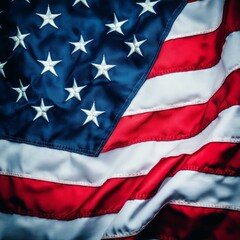 Fototapeta premium Close-up of the American flag, showcasing its vibrant colors and stars.