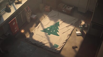 Cozy Christmas Scene with Holiday Decorations and Gifts