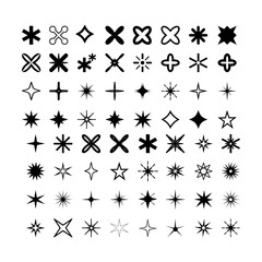Icon Set of Sparkles and Stars