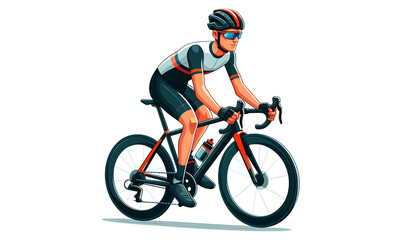 Fototapeta premium Cartoon Cyclist Riding Forward