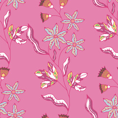 Pink Floral Seamless Pattern Design