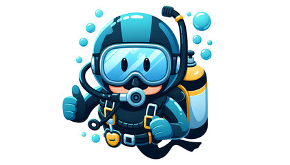 Cartoon Scuba Diver Exploring the Ocean Depths