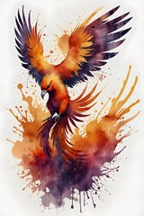 Fototapeta premium Phoenix in watercolor style