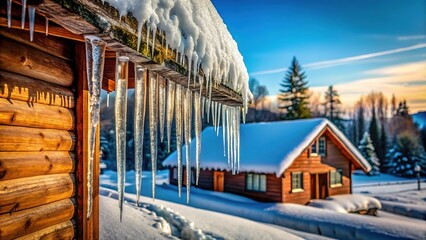 Fototapeta premium Frozen beauty captured: the Icicle House roof under a winter sky.