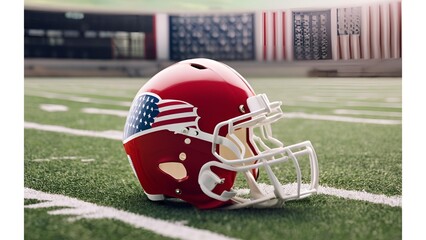 american football helmet on grass