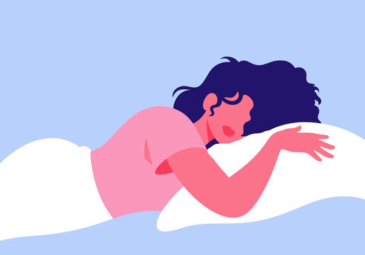 Woman resting on pillow against colored background