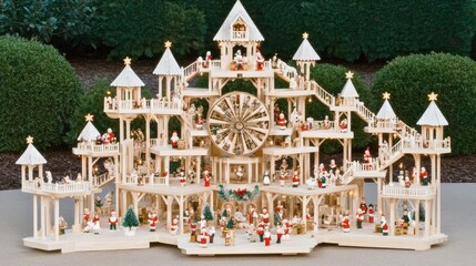 Festive Christmas Carousel with Santa Figurines