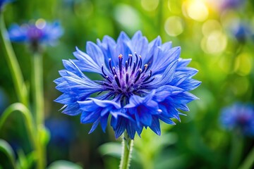 A delicate indigo-colored flower blooming in a garden with intricate details, flower, bloom, garden, petals, colors