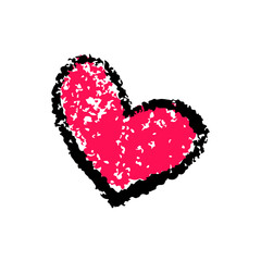 Hand drawn heart scribble crayon. Squiggle, scratch doodle kid heart. Crayon scratch texture shape children kid naive. Vector illustration