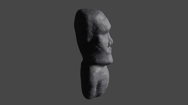 3D animation art of a moai from Easter Island.