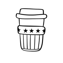 4th of July, Independence Day, Fourth of July, poster with USA flag doodle.